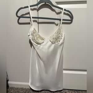 TheRobeUA White Slip Pearl Dress